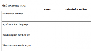 Find Someone Who – Printable Worksheets for Adult Classes